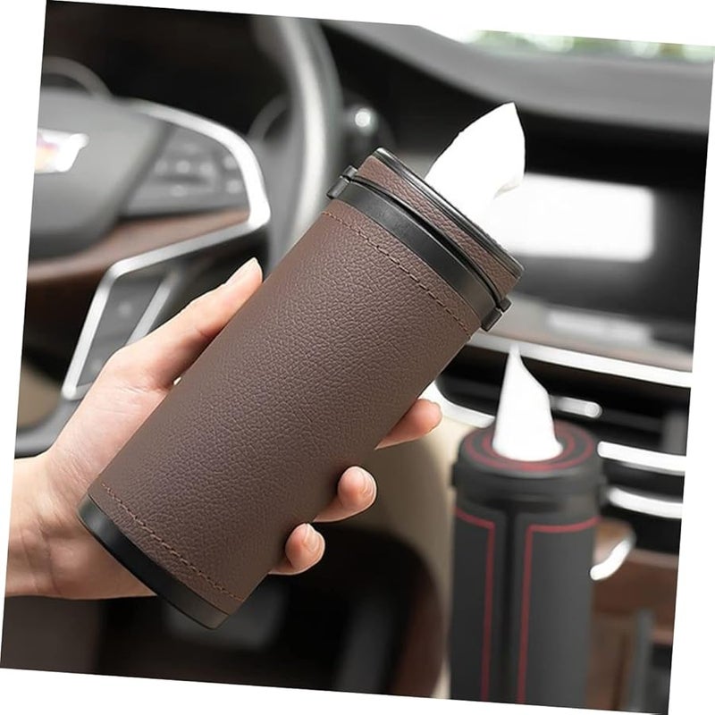 Leather Car Tissue Box Holder 2pcs Portable Napkin Dispenser for Home and Travel - Image 2